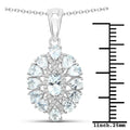 1.8 Ct Blue Aquamarine Prong Silver Cluster Pendant Necklace by Fine Color Jewels
