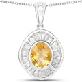 4.18 Carat Genuine Citrine and White Topaz .925 Sterling Silver Pendant by Bids.com