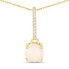 10K Gold Real Opal And Diamond Necklace