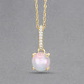 10K Gold Real Opal And Diamond Necklace by Fine Color Jewels