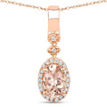 10k Rose Gold Morganite Pendant Necklace by Fine Color Jewels
