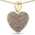 14K Yellow Gold Plated 0.68 Carat Genuine Champagne Diamond .925 Sterling Silver Heart Shape Pendant by Bids.com