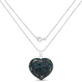 Genuine Blue Diamond Heart Necklace by Fine Color Jewels