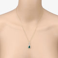 Genuine Zambian Emerald and White Diamond 14K Gold Crossover Pendant by Fine Color Jewels