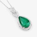 Genuine Zambian Emerald Diamond 14K Gold Statement Pendant by Fine Color Jewels