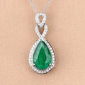 Genuine Zambian Emerald Diamond 14K Gold Statement Pendant by Fine Color Jewels