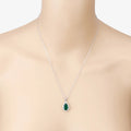 Genuine Zambian Emerald and White Diamond 14K White Gold Pendant by Fine Color Jewels