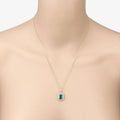 Natural Zambian Emerald White Diamond 14K Gold Halo Pendant by Fine Color Jewels