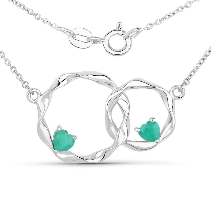 Genuine Emerald Infinity Pendant Necklace by Fine Color Jewels