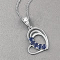 Genuine Blue Sapphire Heart Shape Pendant Necklace by Fine Color Jewels