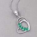 Genuine Heart Shape Emerald Necklace by Fine Color Jewels