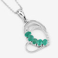Genuine Heart Shape Emerald Necklace by Fine Color Jewels