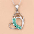 Genuine Heart Shape Emerald Necklace by Fine Color Jewels