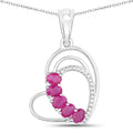 Genuine Ruby Heart Shape Pendant Necklace by Fine Color Jewels