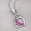 Genuine Ruby Heart Shape Pendant Necklace by Fine Color Jewels