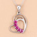 Genuine Ruby Heart Shape Pendant Necklace by Fine Color Jewels