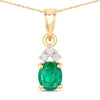 Genuine Zambian Emerald Diamond 10K Yellow Gold Pendant