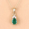Genuine Zambian Emerald Diamond 10K Yellow Gold Pendant by Fine Color Jewels