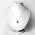 2.01 Ct Cushion London Blue Topaz and Lab Diamond Prong Silver Halo Pendant Necklace by Fine Color Jewels