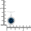 3.20 Ct Round London Blue Topaz Lab Diamond Prong Silver Halo Pendant Necklace by Fine Color Jewels