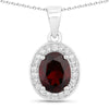 2 Ct Oval Red Garnet Lab Diamond Prong Silver Halo Pendant Necklace