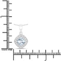 0.75 Ct Cushion Blue Aquamarine and Lab Diamond Prong Silver Halo Pendant Necklace by Fine Color Jewels