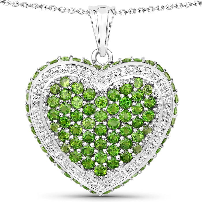 Genuine Chrome Diopside Heart Necklace by Fine Color Jewels