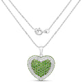 Genuine Chrome Diopside Heart Necklace by Fine Color Jewels