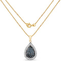 14K Yellow Gold Plated 0.81 Carat Genuine Blue Diamond and White Diamond .925 Sterling Silver Pendant by Bids.com