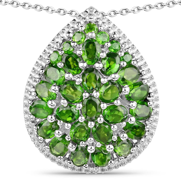 4.65 Carat Genuine Chrome Diopside .925 Sterling Silver Pendant by Avera Group