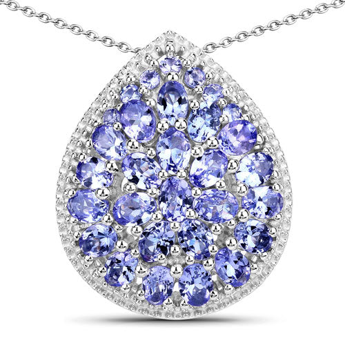 4.16 Carat Genuine Tanzanite .925 Sterling Silver Pendant by Avera Group