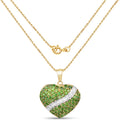 14K Gold Plated Genuine Chrome Diopside Heart Pendant With Chain by Fine Color Jewels