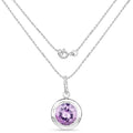 8 Ct Round Purple Amethyst Bezel 18K White Gold Plated Silver Solitaire Pendant Necklace by Fine Color Jewels