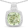 Genuine Green Amethyst Pendant Necklace by Fine Color Jewels