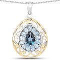 18K Yellow Gold Plated 4.44 Carat Genuine London Blue Topaz and Blue Topaz .925 Sterling Silver Pendant by Bids.com