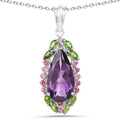 Genuine Purple Amethyst Drop Pendant Necklace by Fine Color Jewels