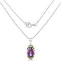 Genuine Purple Amethyst Drop Pendant Necklace by Fine Color Jewels