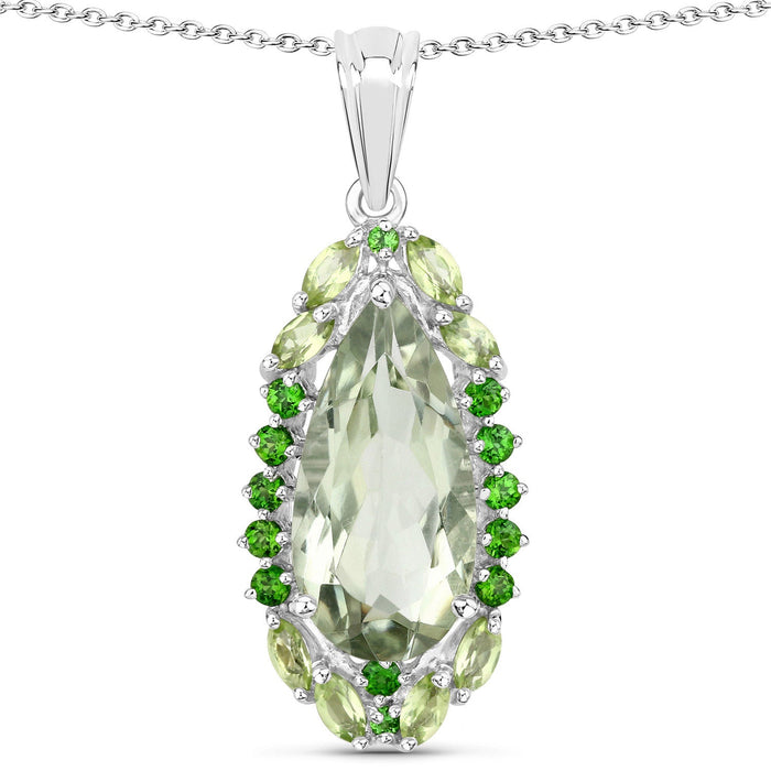 Genuine Green Amethyst Necklace by Fine Color Jewels