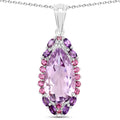Genuine Multi Stone Pendant Necklace by Fine Color Jewels