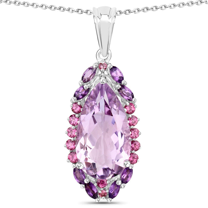 Genuine Multi Stone Pendant Necklace by Fine Color Jewels