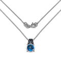 4.94 Carat Genuine Swiss Blue Topaz, Blue Diamond & White Diamond .925 Sterling Silver Pendant by Bids.com