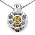 2.91 Carat Genuine Citrine, Champagne Diamond & White Diamond .925 Sterling Silver Pendant by Bids.com