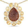 14K Yellow Gold Plated 5.14 Carat Genuine Red Droozi and Citrine .925 Sterling Silver Pendant by Bids.com