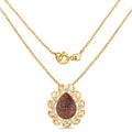14K Yellow Gold Plated 5.14 Carat Genuine Red Droozi and Citrine .925 Sterling Silver Pendant by Bids.com