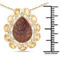 14K Yellow Gold Plated 5.14 Carat Genuine Red Droozi and Citrine .925 Sterling Silver Pendant by Avera Group