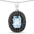 6.70 Carat Genuine Blue Topaz and Black Spinel .925 Sterling Silver Pendant by Bids.com