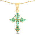 14K Yellow Gold Plated 1.05 Carat Genuine Zambian Emerald .925 Sterling Silver Pendant by Bids.com