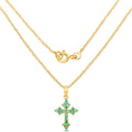 14K Yellow Gold Plated 1.05 Carat Genuine Zambian Emerald .925 Sterling Silver Pendant by Bids.com