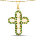 3.11 Ct Oval White Ethiopian Opal Halo Cross Cocktail Pendant Necklace by Fine Color Jewels