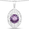 5.87 Ct Round Purple Amethyst Prong Silver Solitaire Pendant Necklace